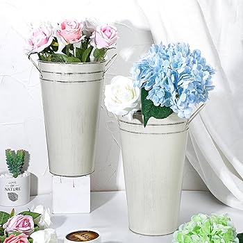 Amazon.com: Irenare 12 Inch Vintage Galvanized Flower Bucket Metal